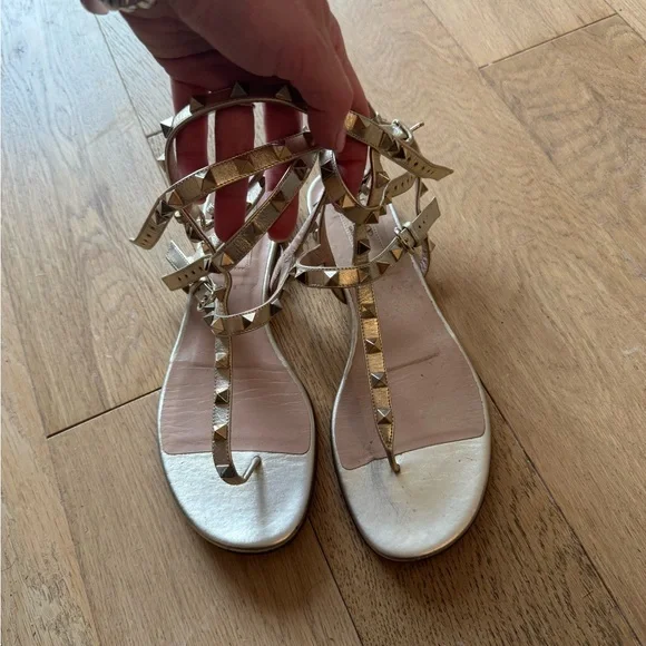Valentino Metallic Gold Sandals - Picture 3 of 8